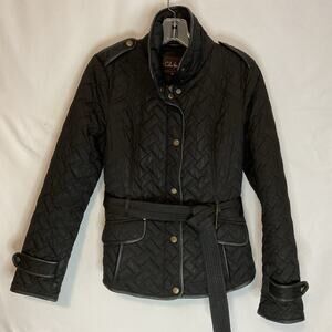Women’s Quilted Cole Hahn Thermore Belted Jacket With Leather Trim Small